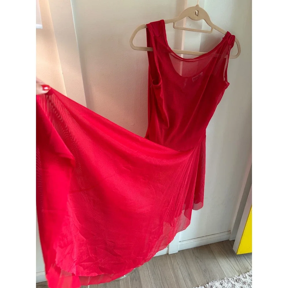 Curtain Call‎ Perform Red Dance Dress Asymmetrical Hem Sleeveless
